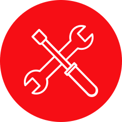 tools icon in red solid circle